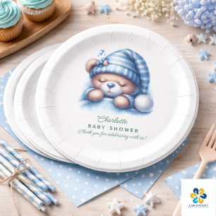 Plato De Papel Dulce Oso de Peluche Baby Shower