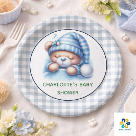 Plato De Papel Dulce Oso de Peluche Baby Shower