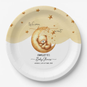 Plato De Papel Dulce Oso Dormido Acuarela En Luna Baby Shower