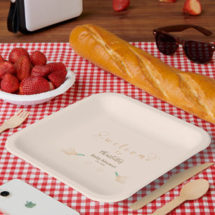 Plato De Papel Dulce paloma bebé Baby Shower 