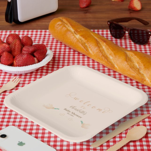 Plato De Papel Dulce paloma bebé Baby Shower  (Picnic)
