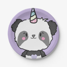 Plato De Papel Dulce Panda Unicorn Chicas Rainbow Birday