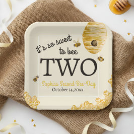 Plato De Papel Dulce Para Ser Dos Cumpleaños Abejas Colmena