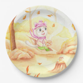 Plato De Papel Dulce paseo otoñal por el bosque