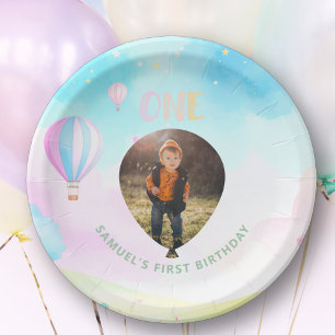 Plato De Papel Dulce pastel onederland acuarela 1er Cumpleaños