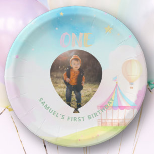Plato De Papel Dulce pastel onederland acuarela 1er Cumpleaños