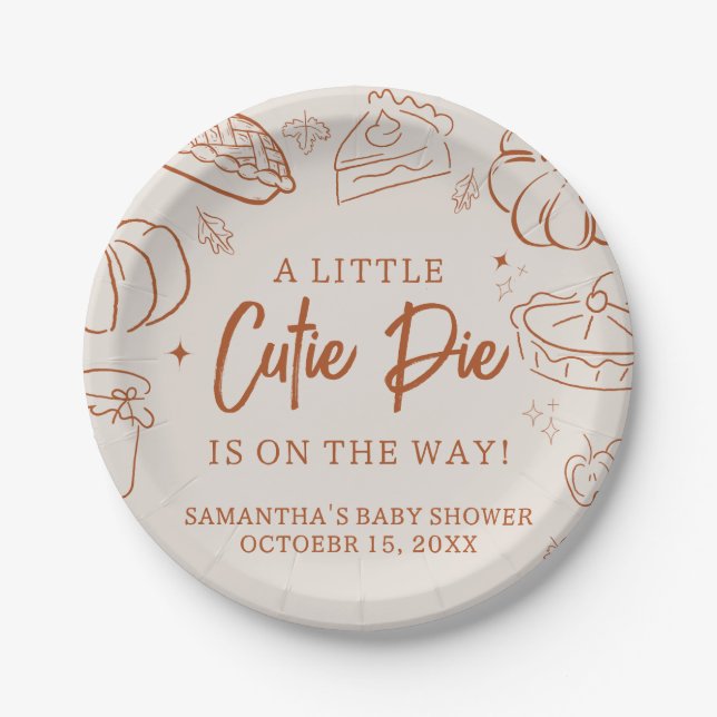Plato De Papel Dulce Pastelito Otoño Baby Shower (Anverso)