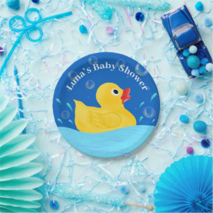 Plato De Papel Dulce Pato de Goma Burbujas Baby Shower