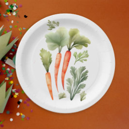 Plato De Papel Dulce Patrón de Comida Acuarela de Zanahoria Princ
