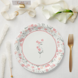 Plato De Papel Dulce Pea Boda Floral Rosa Crema