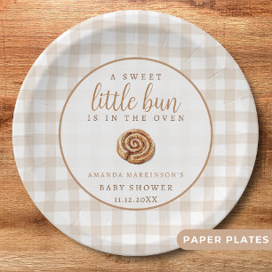 Plato De Papel Dulce Pequeño Pan en el Horno Baby Shower Neutral