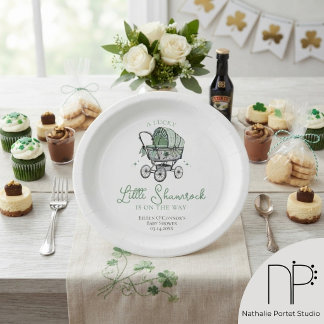 Plato De Papel Dulce Pequeño Trébol de San Patricio para Baby Sho
