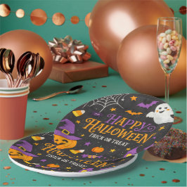 Plato De Papel Dulce Pizarra Feliz Halloween Fiesta de Niños 