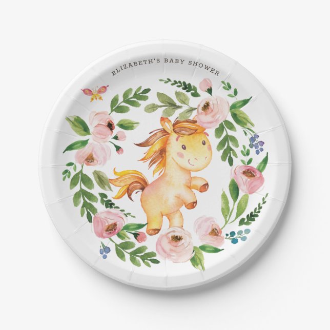 Plato De Papel Dulce Pony Pony Pony Rosa (Anverso)