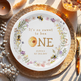 Plato De Papel Dulce por ser el primer cumpleaños de un Chica de 