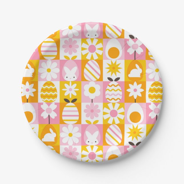 Plato De Papel Dulce primavera Easter Patchwork  (Anverso)