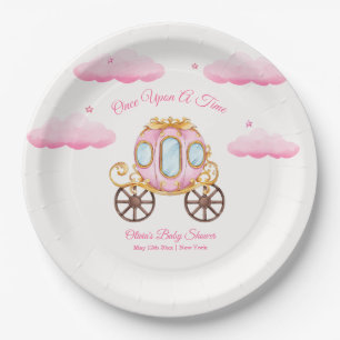 Plato De Papel Dulce Princesa Hada Rosa Carruaje Baby Shower 
