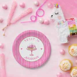 Plato De Papel Dulce rosado de bonito 16ª placa de papel de cumpl