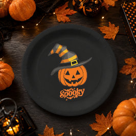 Plato De Papel Dulce Sombrero de Bruja de Calabaza Espeluznante H