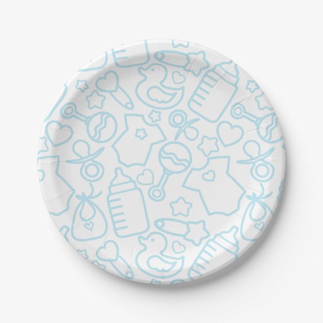 Plato De Papel Dulce Sprinkles Azul Blanco (Anverso)