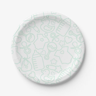 Plato De Papel Dulce Sprinkles White Green