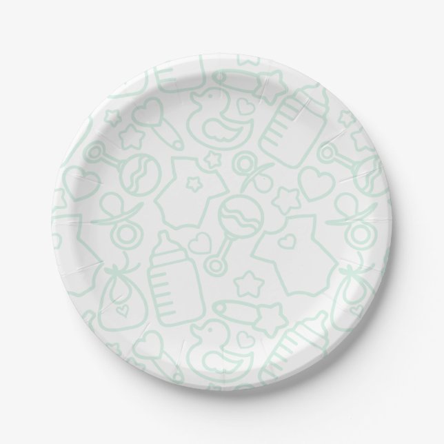 Plato De Papel Dulce Sprinkles White Green (Anverso)