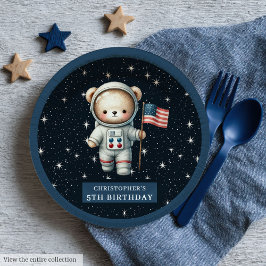 Plato De Papel Dulce Teddy Bear Astronauta Boy Ducha Placas de pa