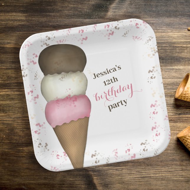 Plato De Papel Dulce tema de postre de cumpleaños con helado lind (Subido por el creador)