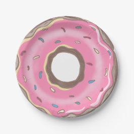 Plato De Papel Dulce Un Chica Rosa Donut Cumpleaños