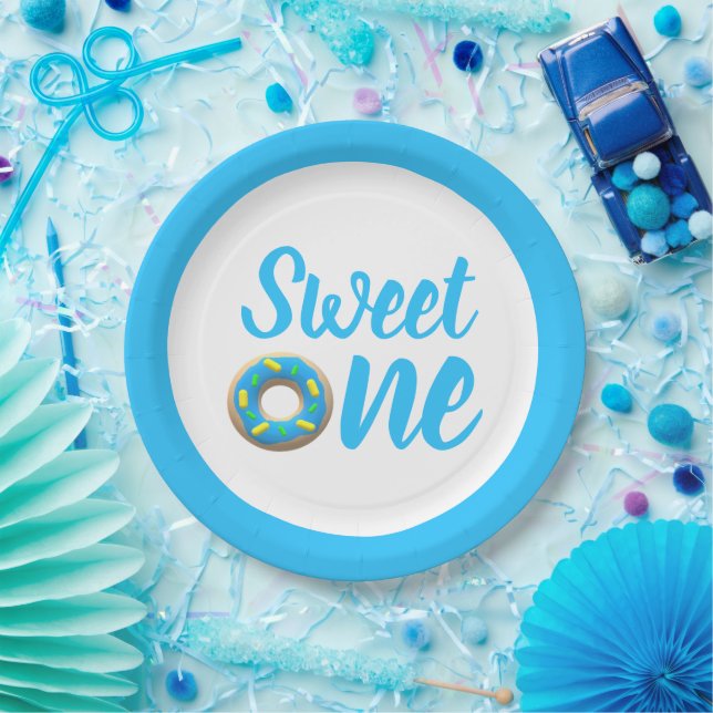 Plato De Papel Dulce Un Donut Primer Cumpleaños (Fiesta)