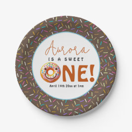 Plato De Papel Dulce Una acuarela lindo donuts 1º cumpleaños