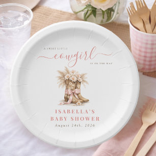 Plato De Papel Dulce Vaquera Shower de Bebé Chica Boho Chic