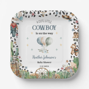 Plato De Papel Dulce Vaquero Occidental Aquarela Baby Shower