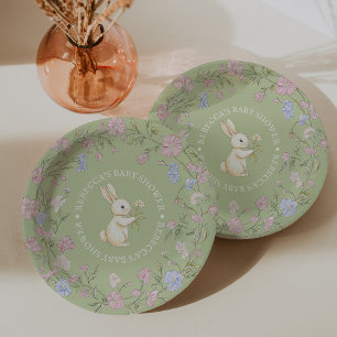 Plato De Papel Dulce y delicado baby shower vintage floral de con