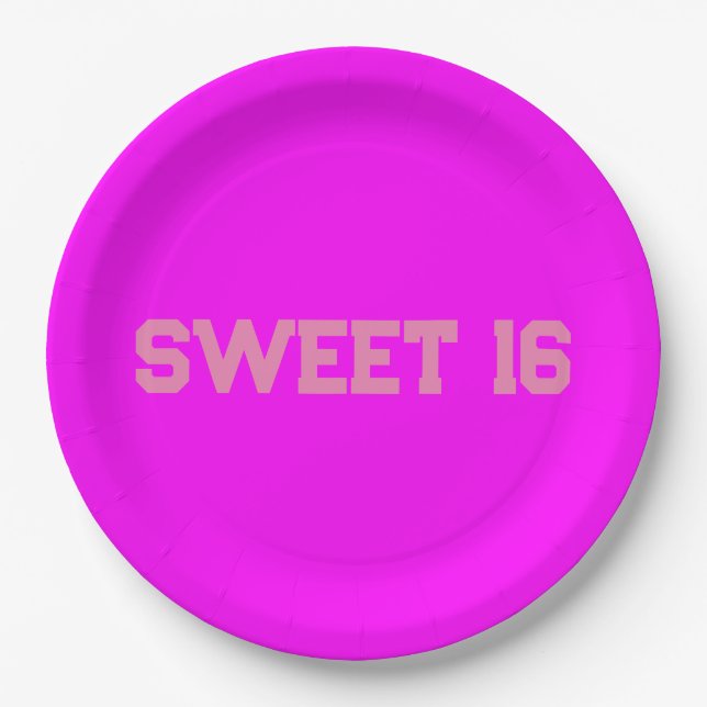 Plato De Papel Dulces 16 Rosa Magenta (Anverso)