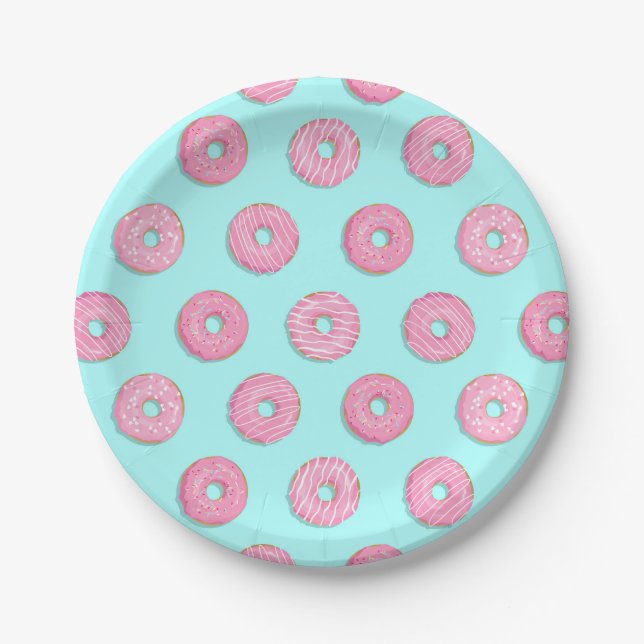 Plato De Papel Dulces azucarados de color rosa (Anverso)