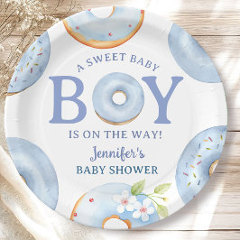 Plato De Papel Dulces Baby Shower Niño Azul Brunch Baby
