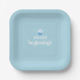 Plato De Papel Dulces Comienzos | Baby Shower en Azul Polvo y Bla