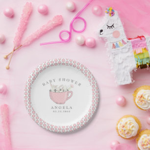 Plato De Papel Dulces conejos rosas en una Copa Baby Shower