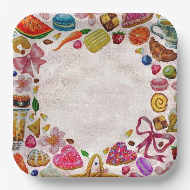 Plato De Papel Dulces Confecciones De Pastelería Monos (Anverso)