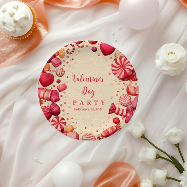 Plato De Papel Dulces de Caramelo Retro Fiesta de San Valentín (Subido por el creador)
