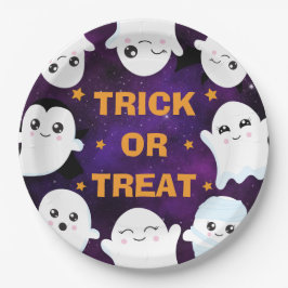 Plato De Papel Dulces fantasmas de Halloween para pedir dulces