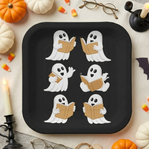Plato De Papel Dulces fantasmas de lectura de Halloween para maes