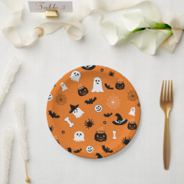 Plato De Papel Dulces Fantasmas Espeluznantes de Halloween Patrón
