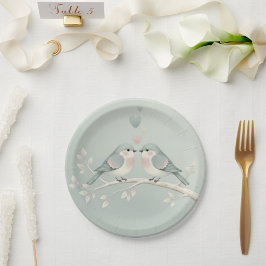 Plato De Papel Dulces Pájaros del Amor Pastel: Caprichoso Día de