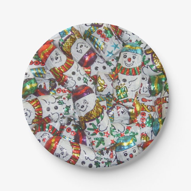 Plato De Papel Dulces Placas de papel de Snowmen (Anverso)