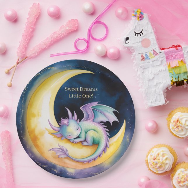 Plato De Papel Dulces Sueños Dragón y Fiesta de Bienvenida de Beb (Fiesta)