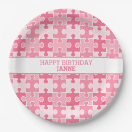 Plato De Papel Dulces trozos de rompecabezas de goma rosado