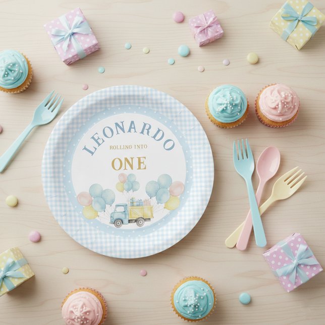 Plato De Papel Dump Truck First Birthday Boy (Subido por el creador)