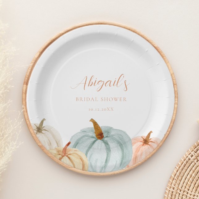 Plato De Papel Duste Blue Pumpkin Bridal Shower (Subido por el creador)
